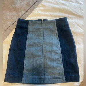 Free People Denim Patchwork Mini Skirt Size 0 Colorblock High Waist Jean Skirt